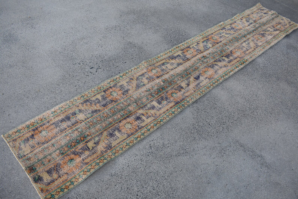 Vintage Turkish Runner Rug 1.7 x 9.6 ft