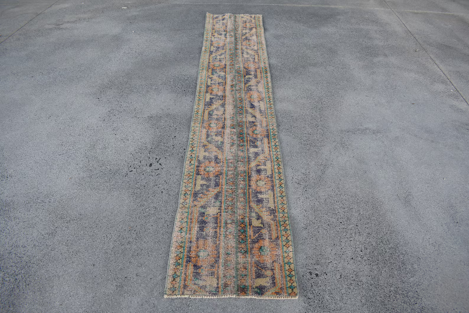 Vintage Turkish Runner Rug 1.7 x 9.6 ft