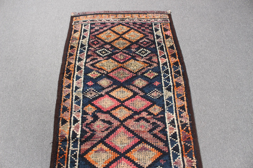 Vintage Turkish Runner Rug 2.7 x 9.6 ft
