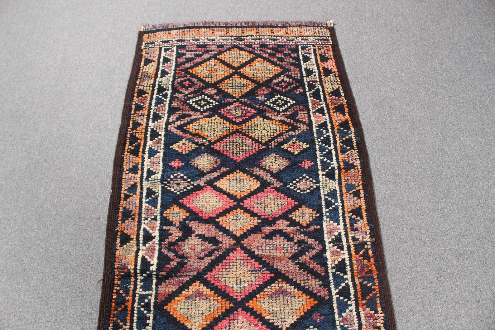 Vintage Turkish Runner Rug 2.7 x 9.6 ft