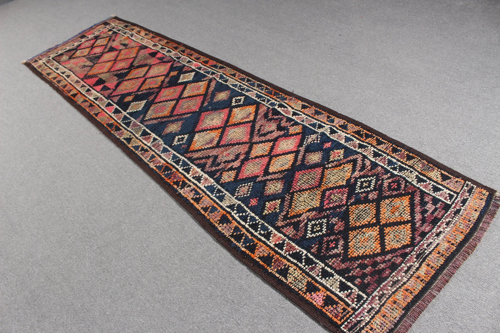 Vintage Turkish Runner Rug 2.7 x 9.6 ft