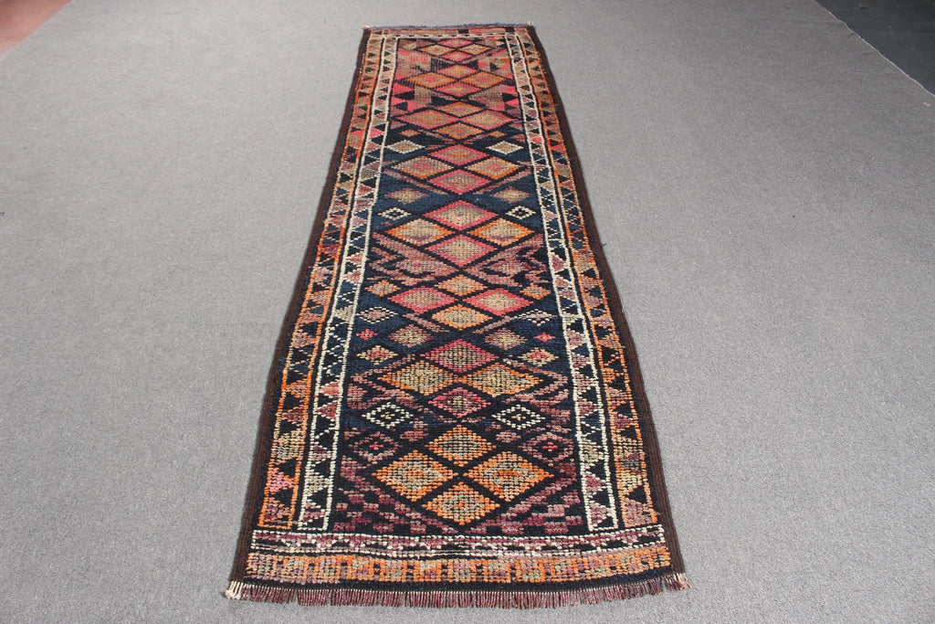 Vintage Turkish Runner Rug 2.7 x 9.6 ft