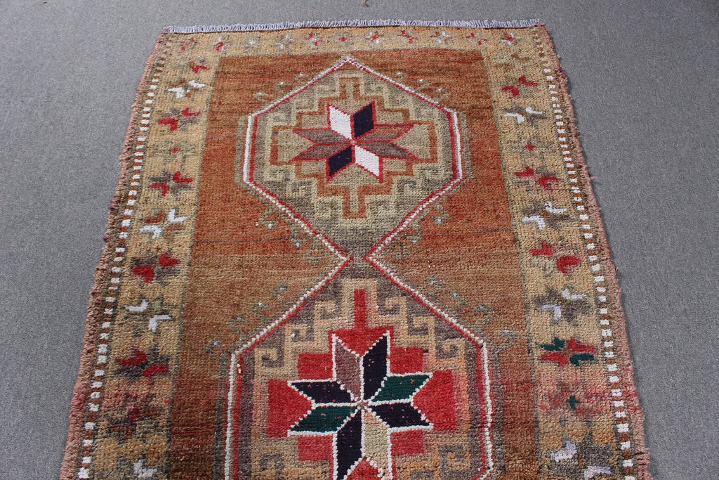 Vintage Turkish Accent Area rug 3.7 x 7.6 ft