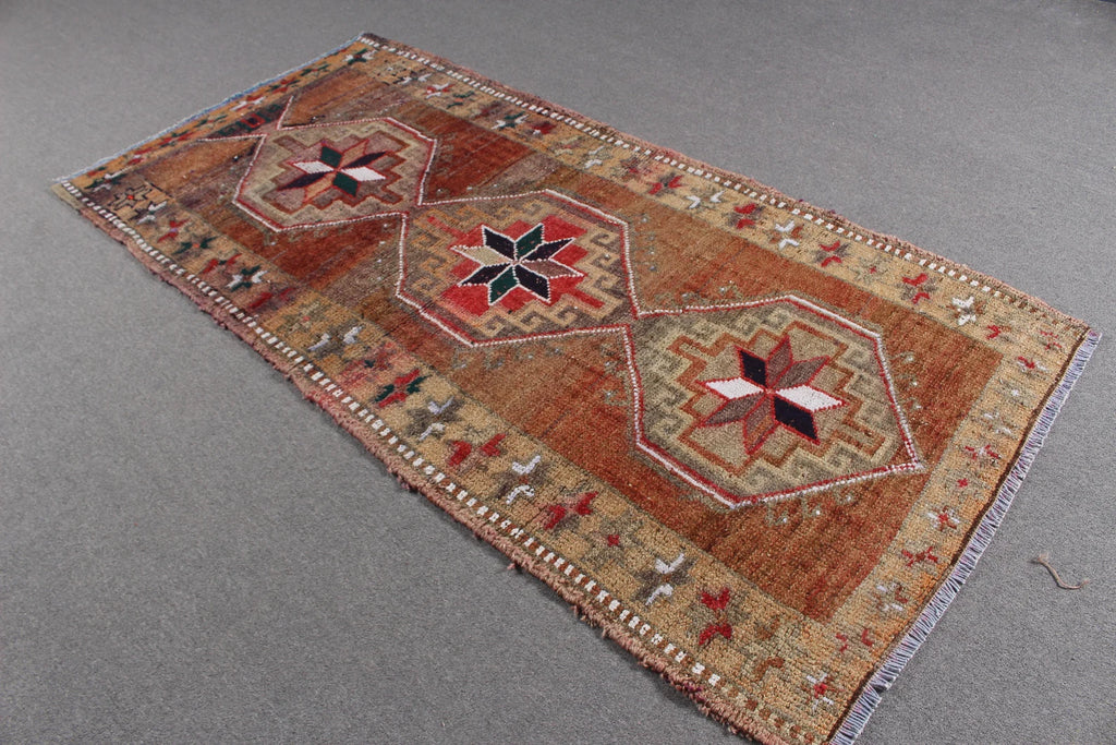 Vintage Turkish Accent Area rug 3.7 x 7.6 ft