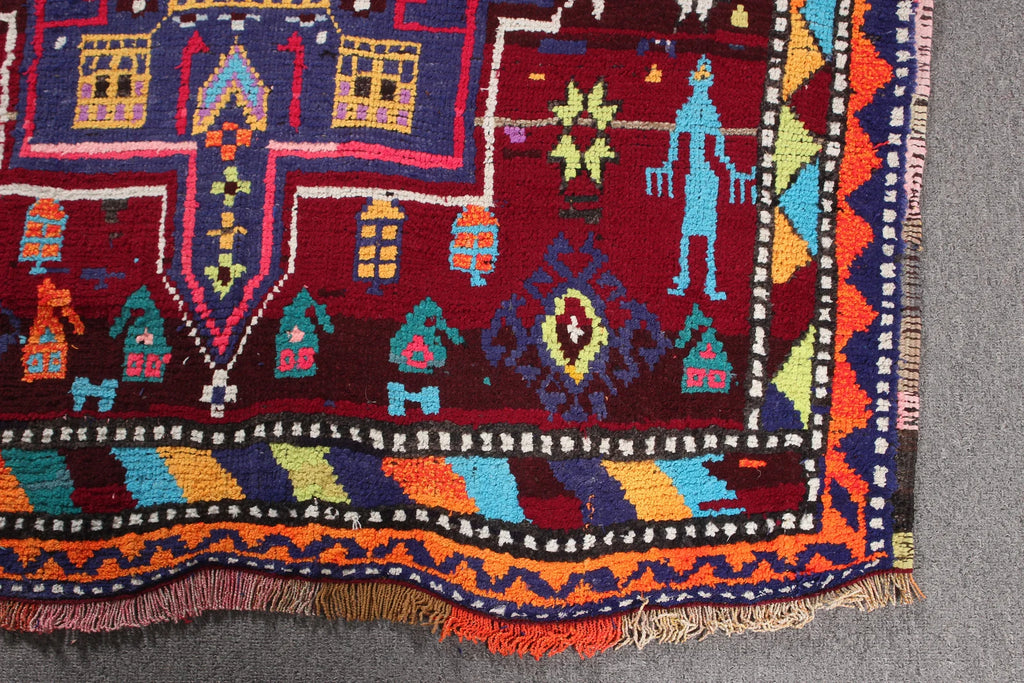 Vintage Turkish Accent Area rug 3.8 x 7.9 ft