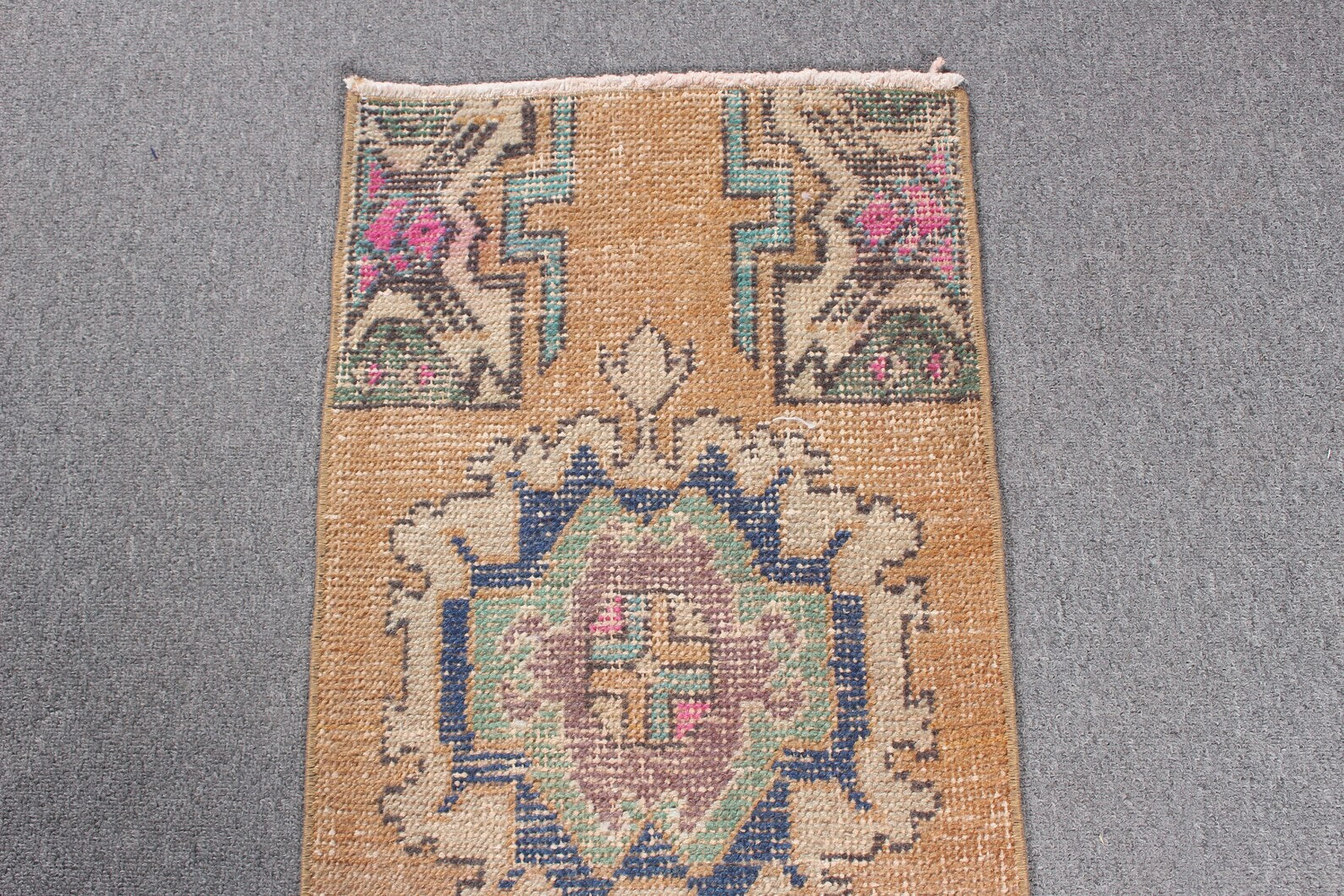 Vintage Turkish Mini Rug 1.3 x 2.6 ft