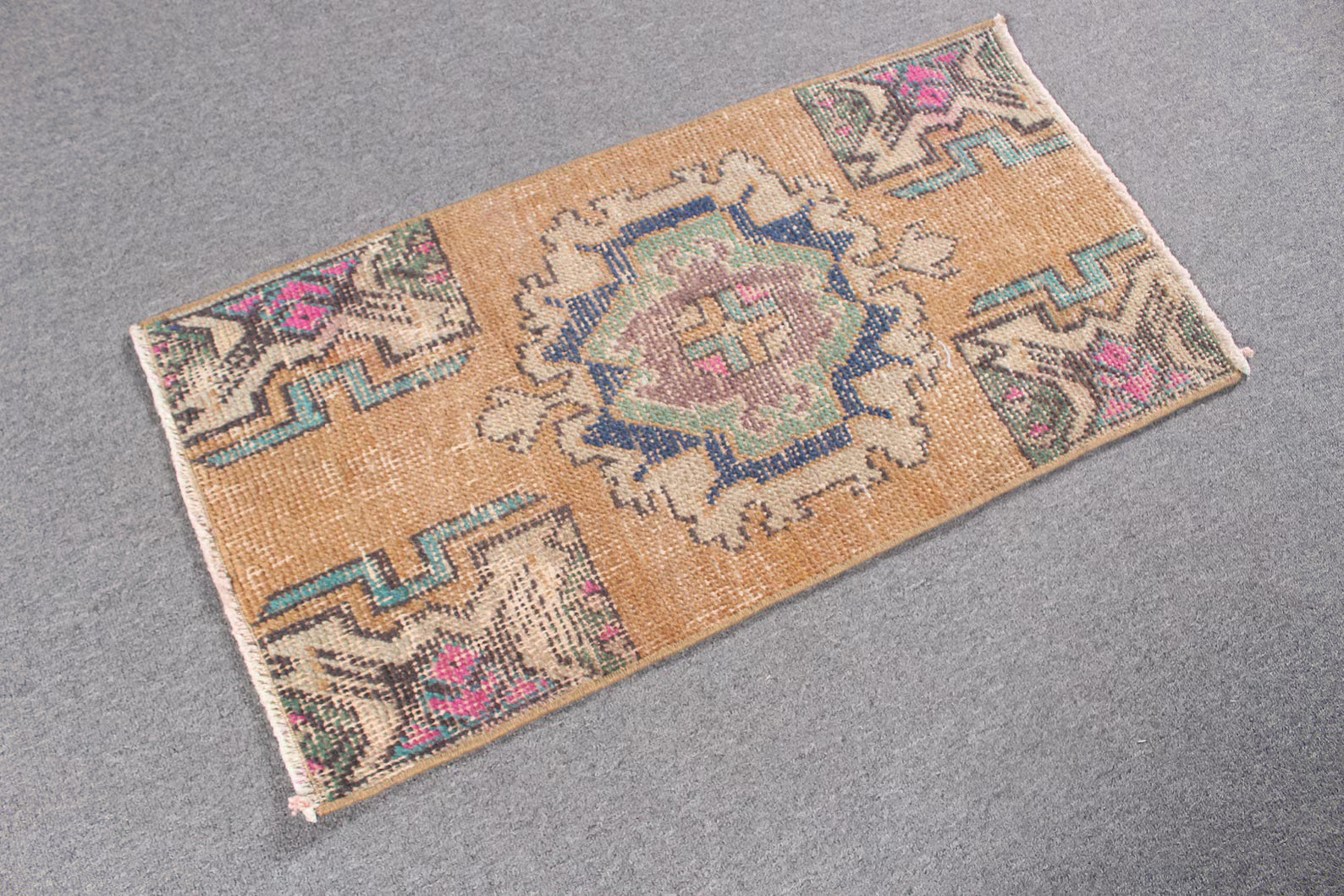 Vintage Turkish Mini Rug 1.3 x 2.6 ft