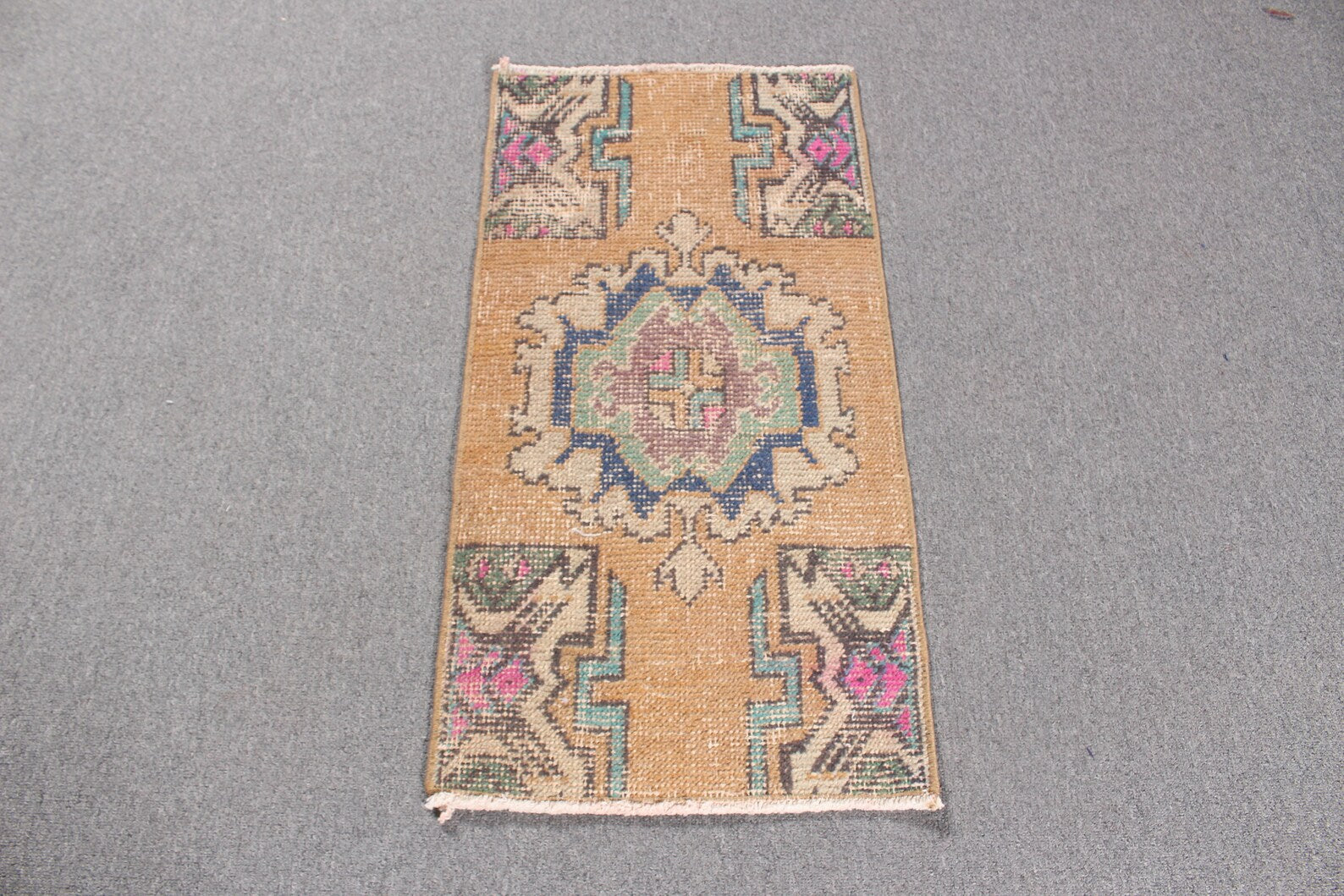 Vintage Turkish Mini Rug 1.3 x 2.6 ft