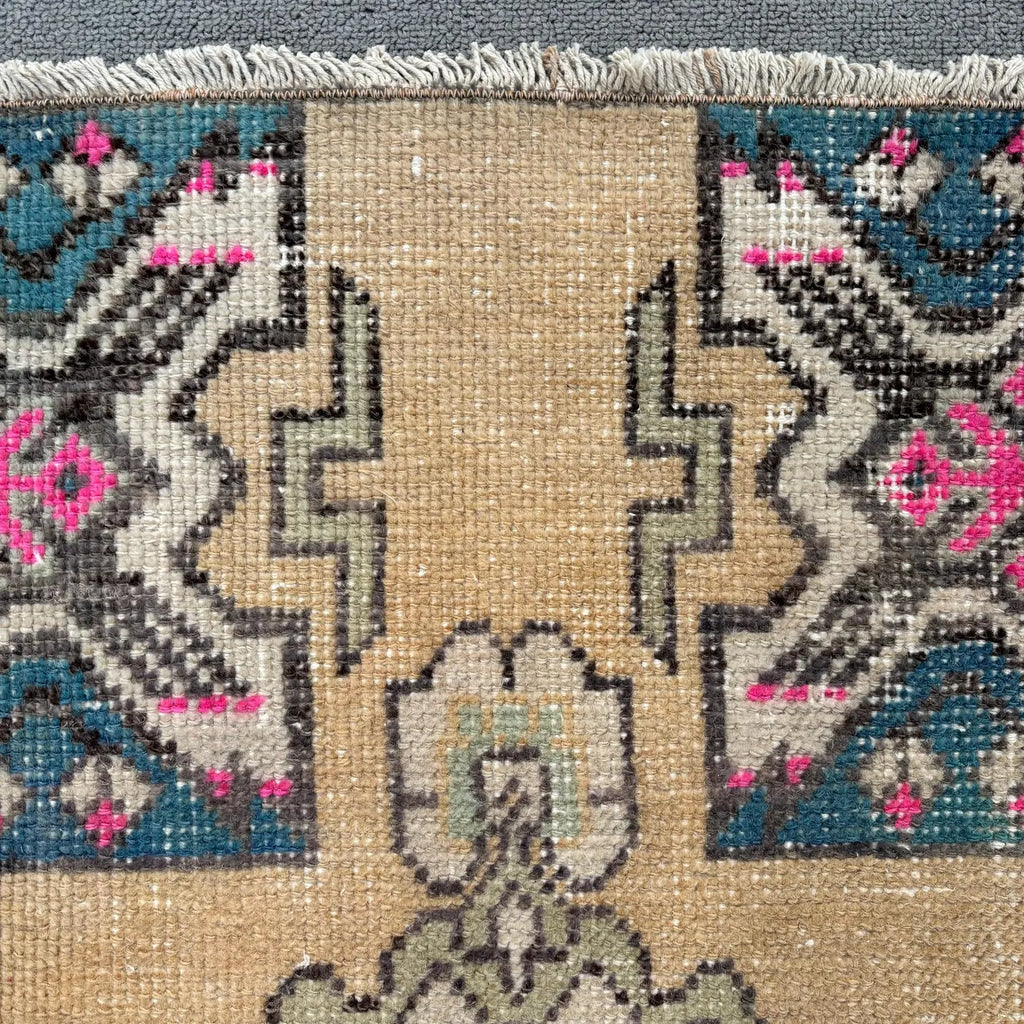 Vintage Turkish Mini Rug 1.6 x 2.8 ft