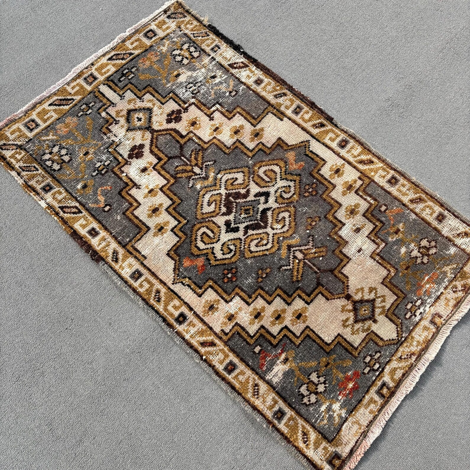 Vintage Turkish Mini Rug 2 x 3.2 ft