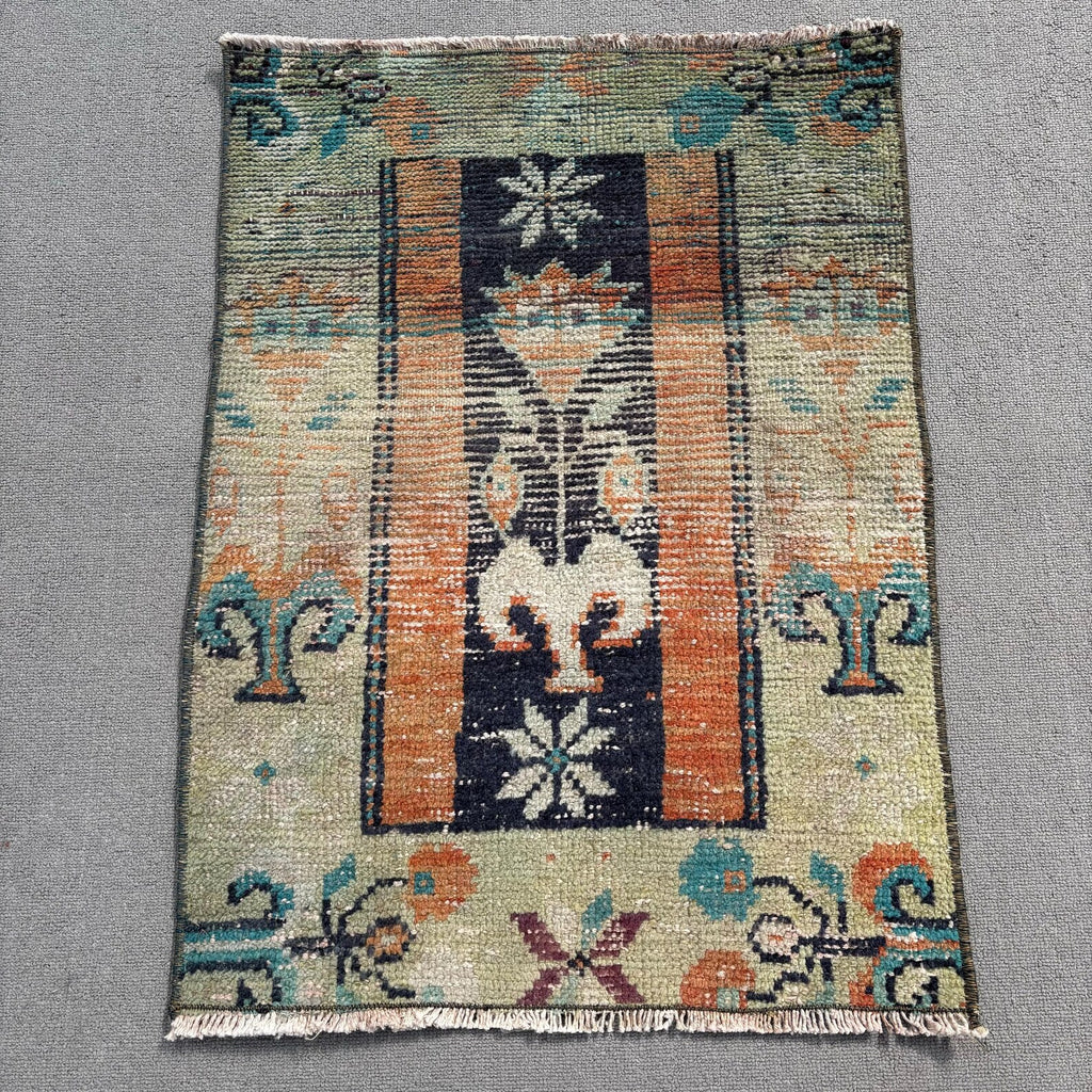 Vintage Turkish Mini Rug 1.8 x 2.5 ft