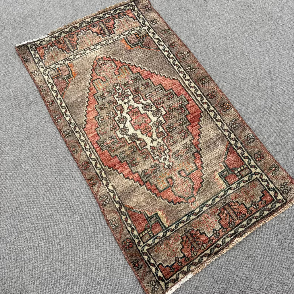 Vintage Turkish Mini Rug 1.8 x 3 ft