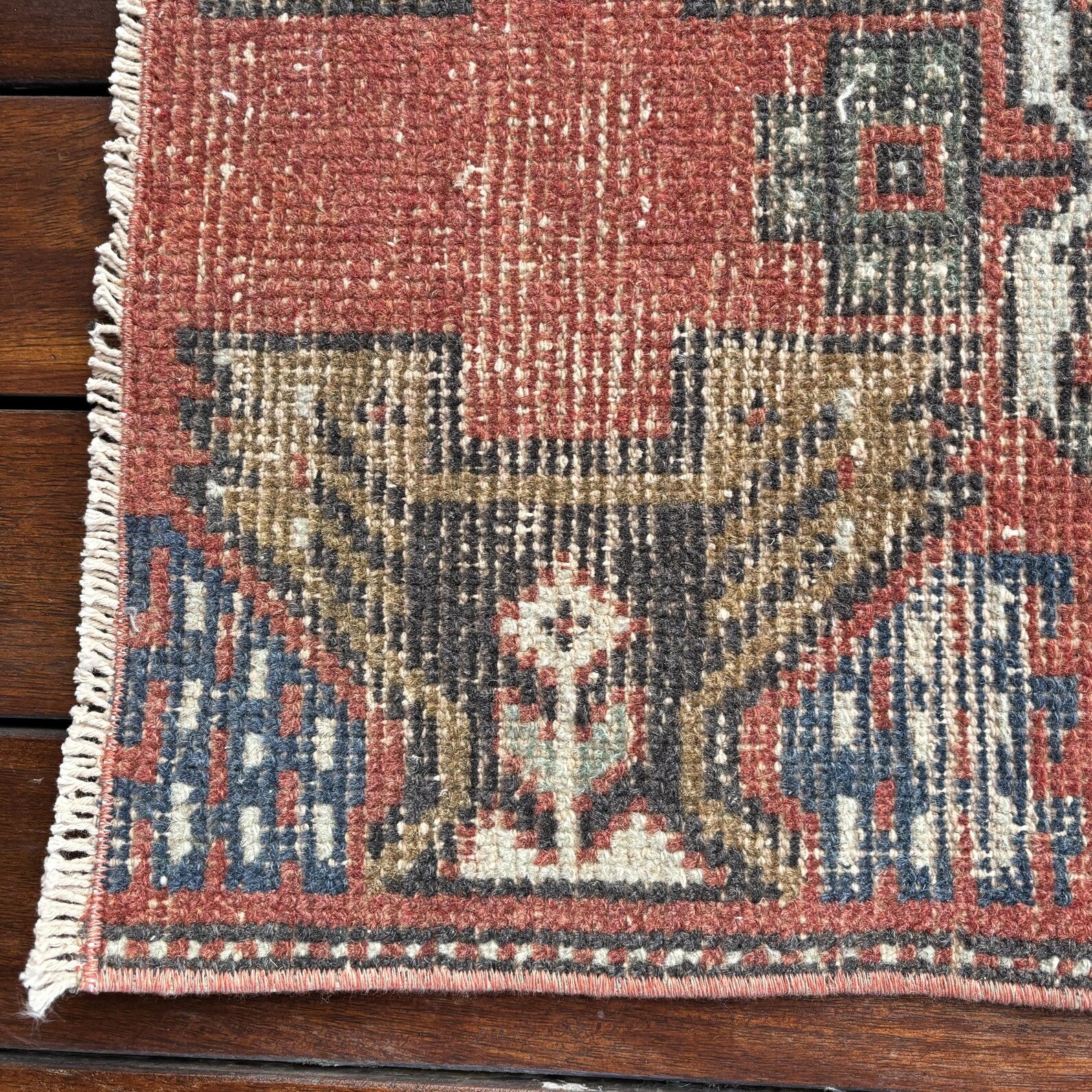 Vintage Turkish Mini Rug 1.4 x 2.8 ft