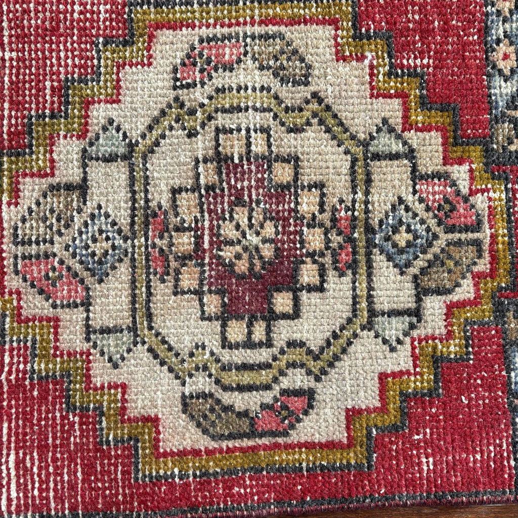 Vintage Turkish Mini Rug 1.4 x 3 ft