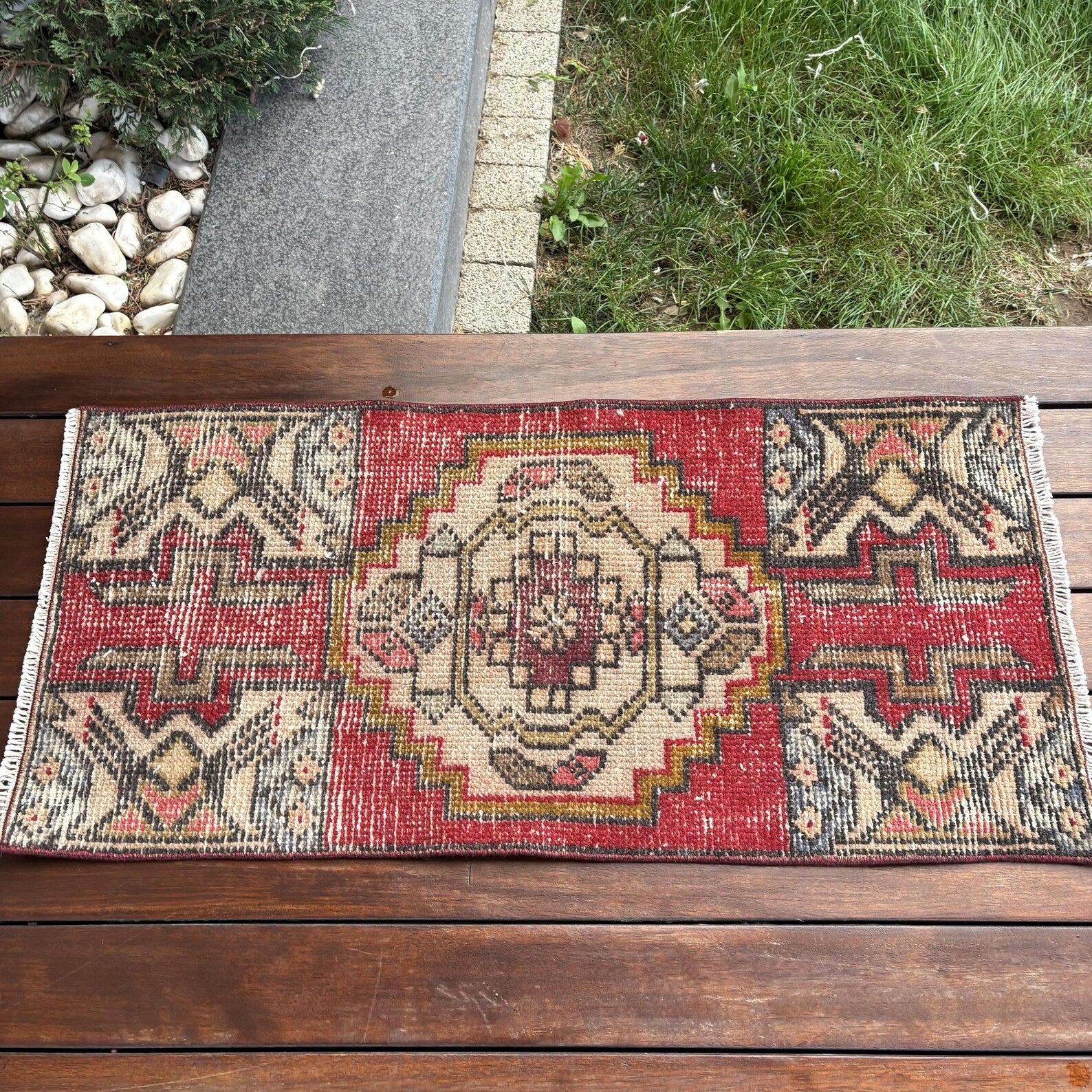 Vintage Turkish Mini Rug 1.4 x 3 ft