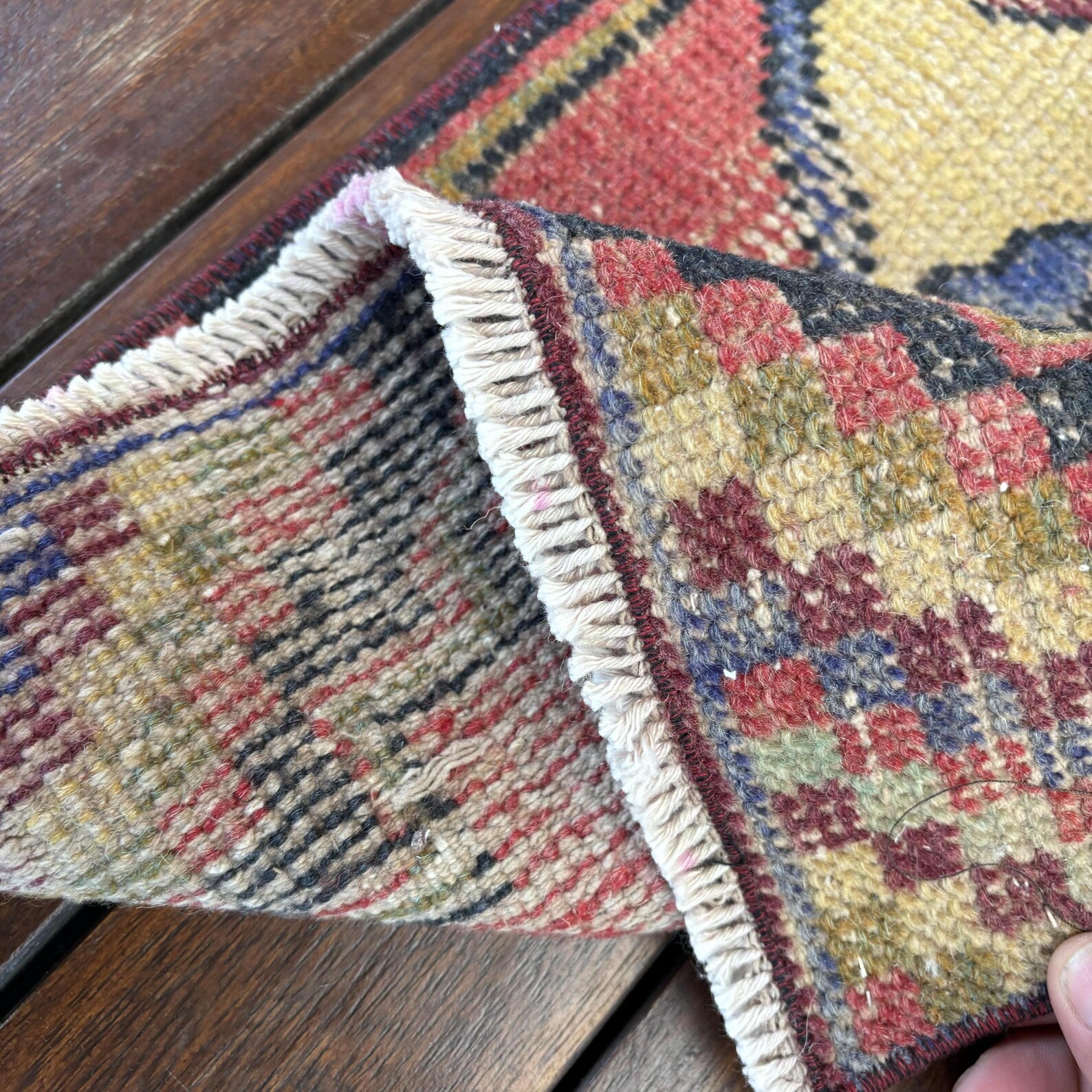 Vintage Turkish Mini Rug 1.4 x 2.9 ft