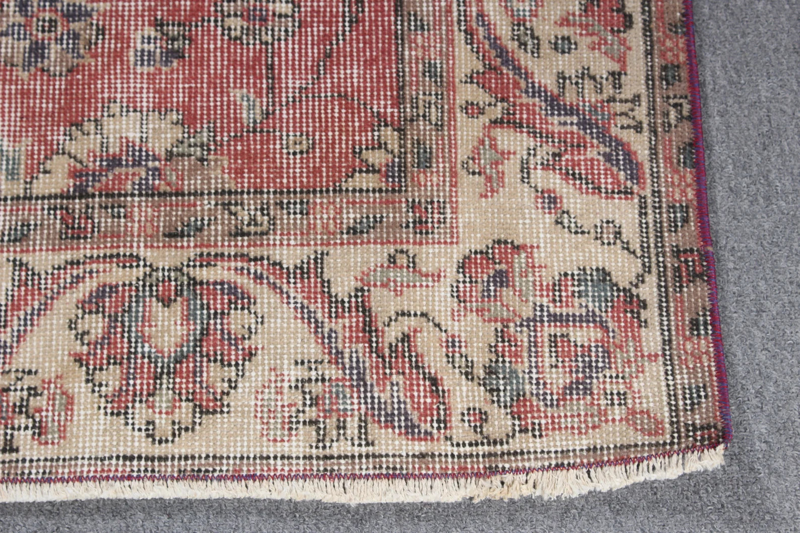 Vintage Turkish Accent Area rug 3.6 x 6.7 ft