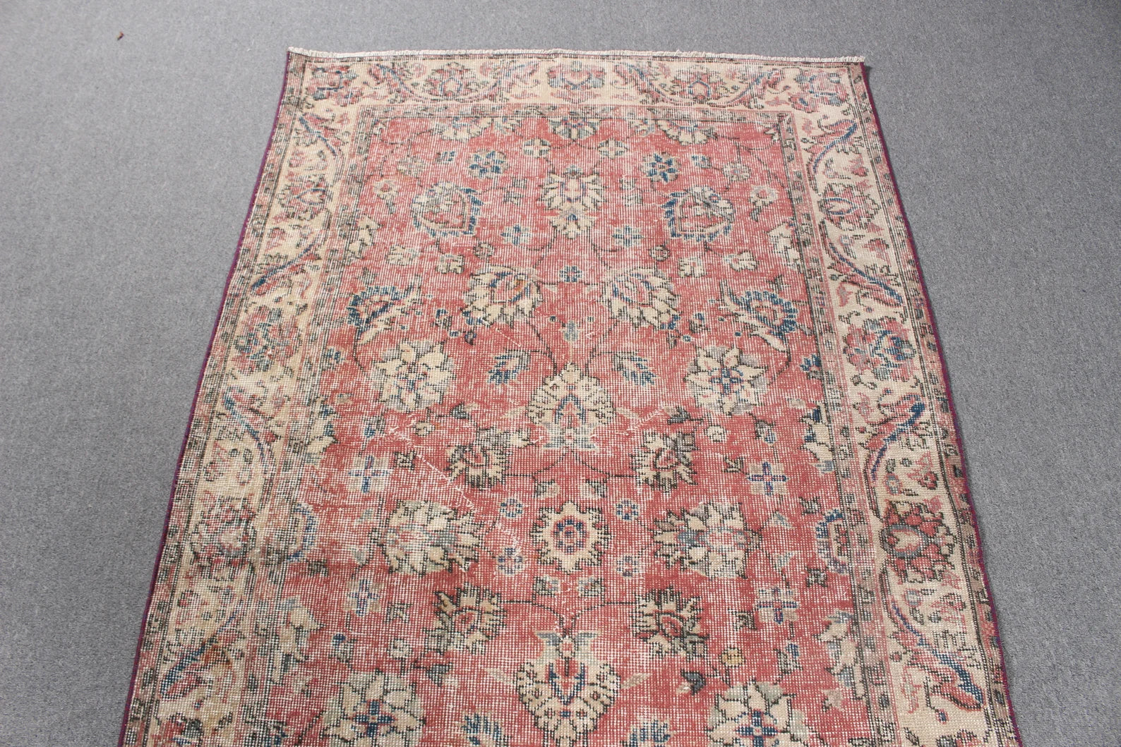Vintage Turkish Accent Area rug 3.6 x 6.7 ft
