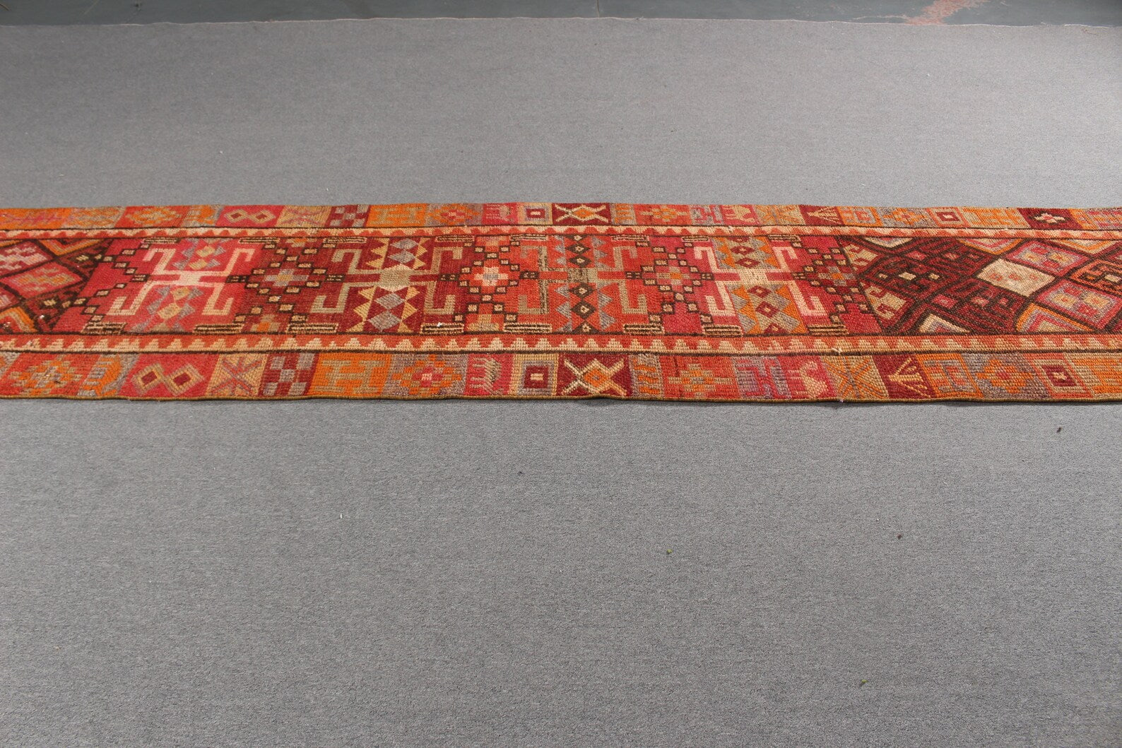 Vintage Turkish Runner Rug 2.6 x 11.7 ft