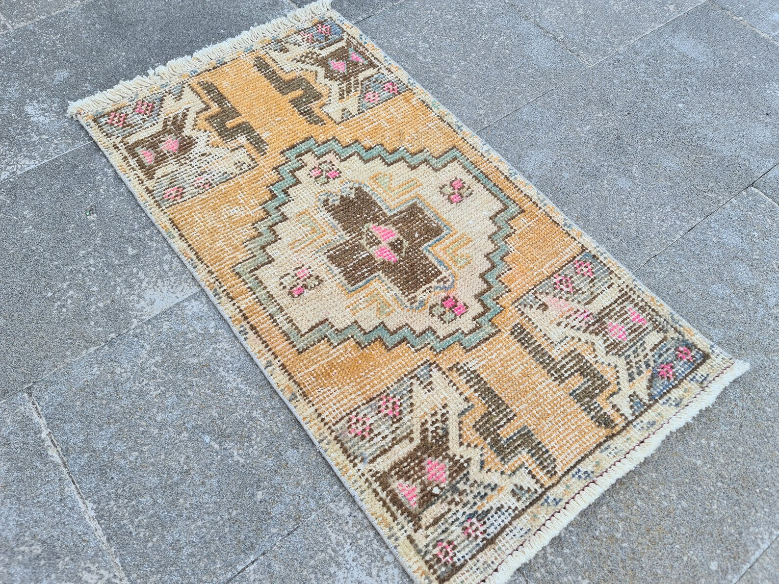 Vintage Turkish Mini Rug 1.4 x 2.5 ft