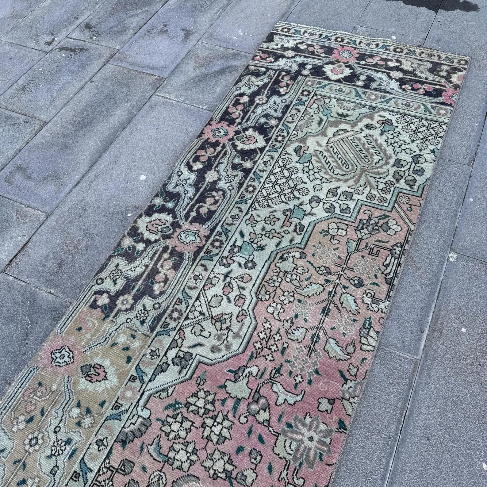 Vintage Kurdish Runner Rug 2.7 x 12.4 ft
