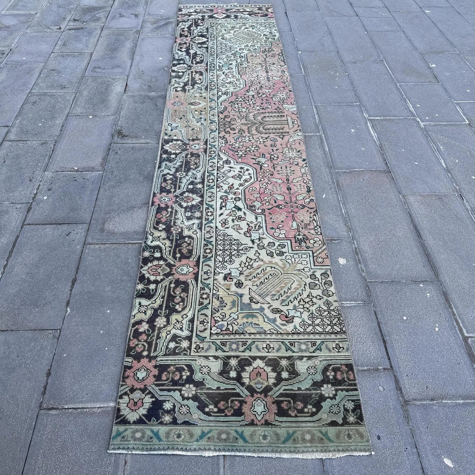 Vintage Kurdish Runner Rug 2.7 x 12.4 ft