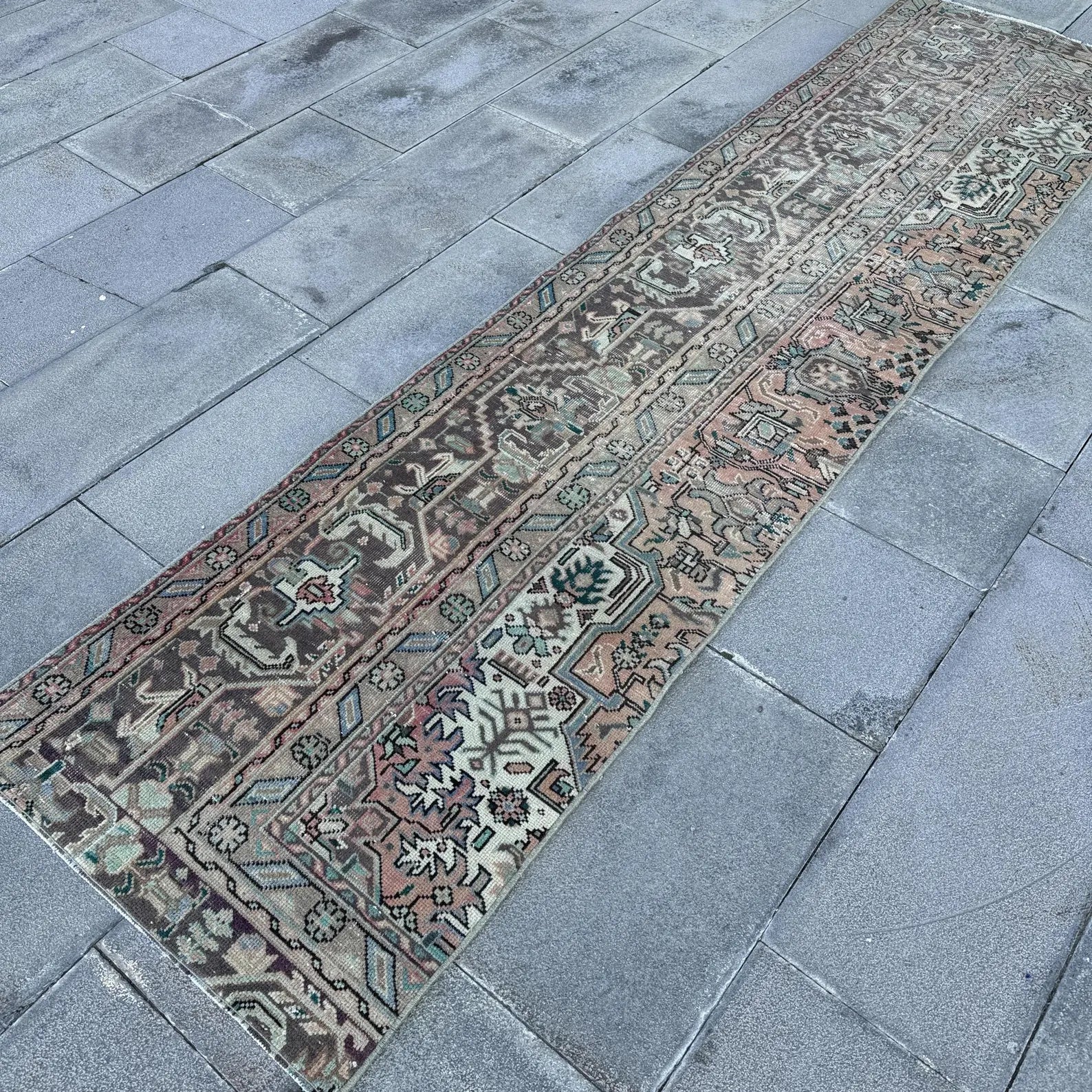 Vintage Kurdish Runner Rug 2.3 x 9.6 ft