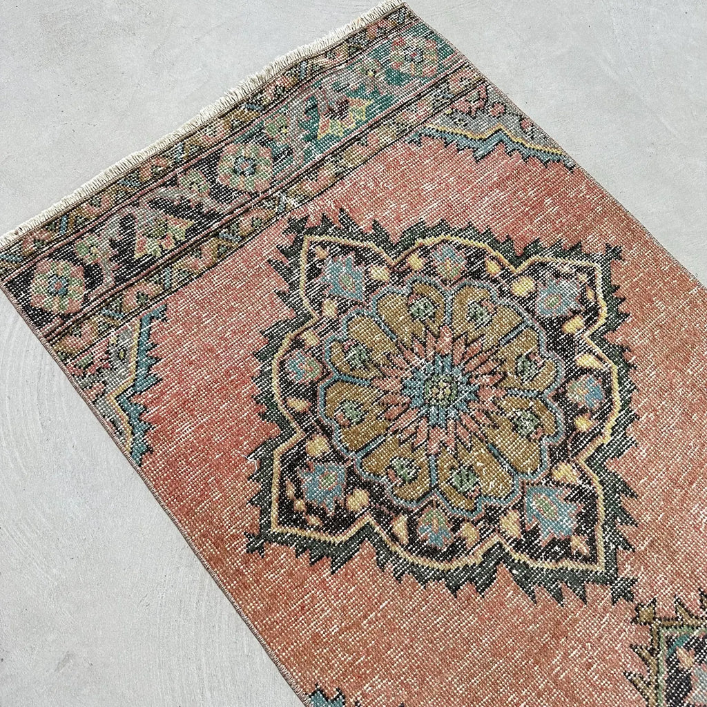 Vintage Turkish Runner Rug 2.5 x 12.4 ft