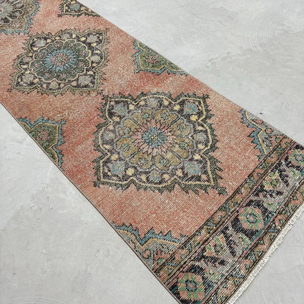 Vintage Turkish Runner Rug 2.5 x 12.4 ft