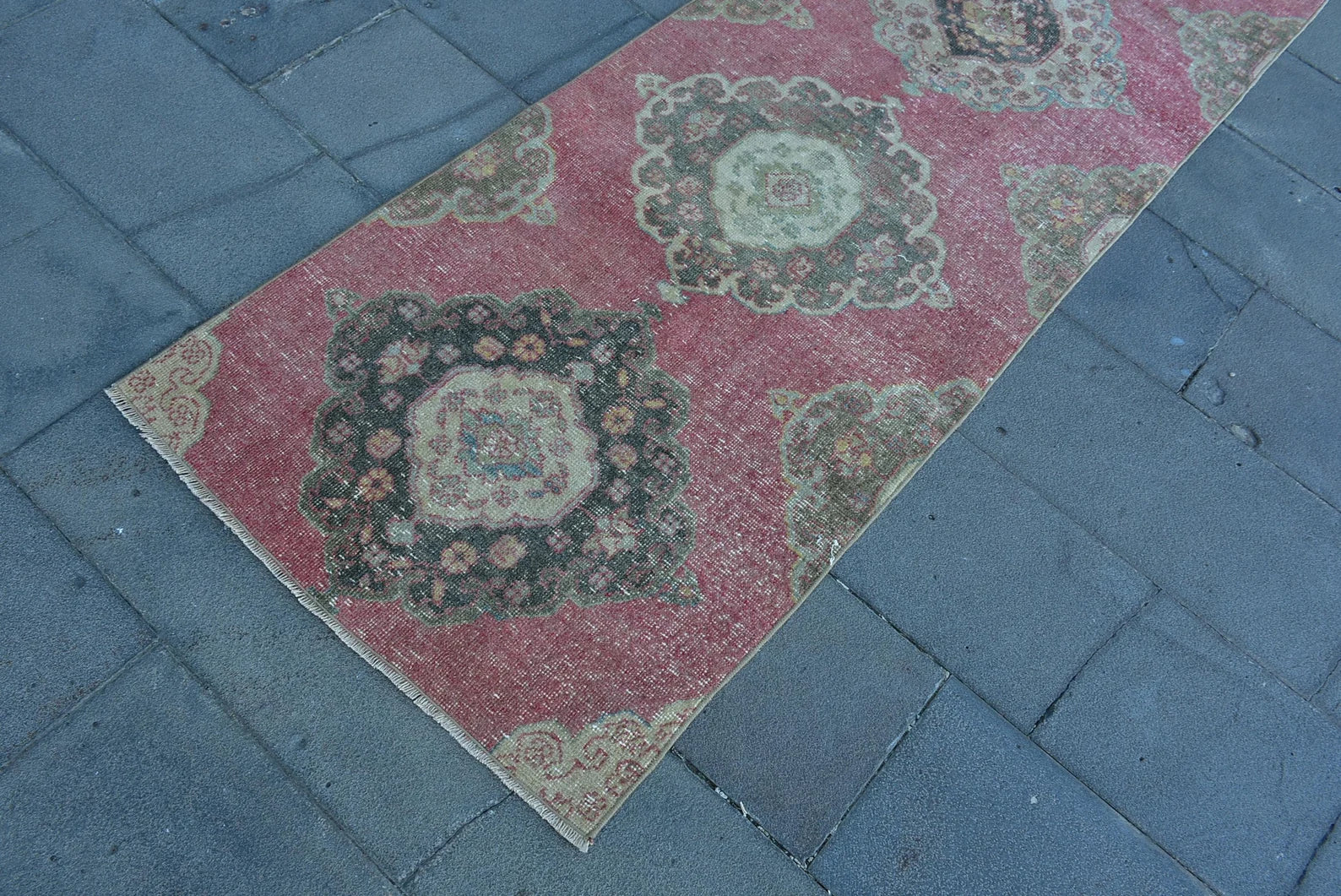 Vintage Turkish Runner Rug 2.7 x 10.2 ft