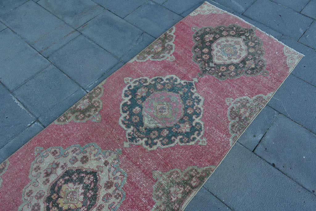 Vintage Turkish Runner Rug 2.7 x 10.2 ft
