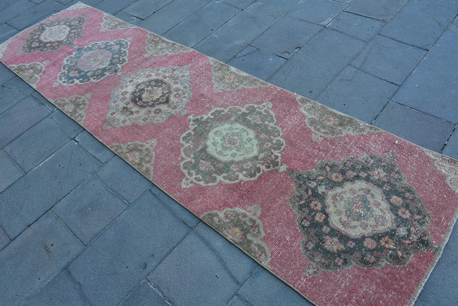 Vintage Turkish Runner Rug 2.7 x 10.2 ft