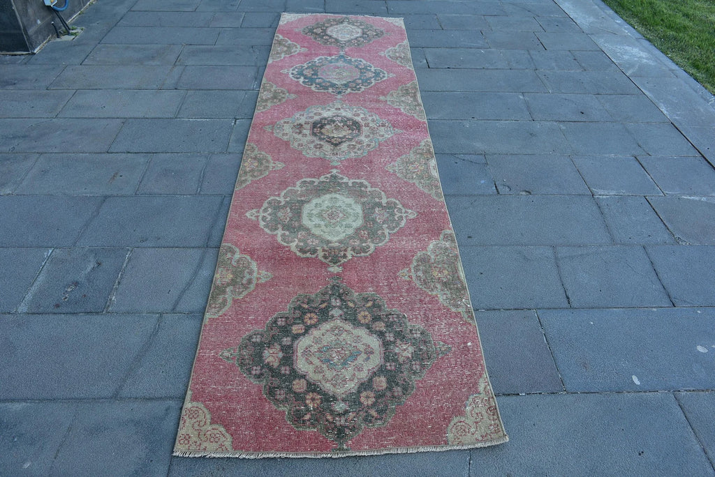 Vintage Turkish Runner Rug 2.7 x 10.2 ft