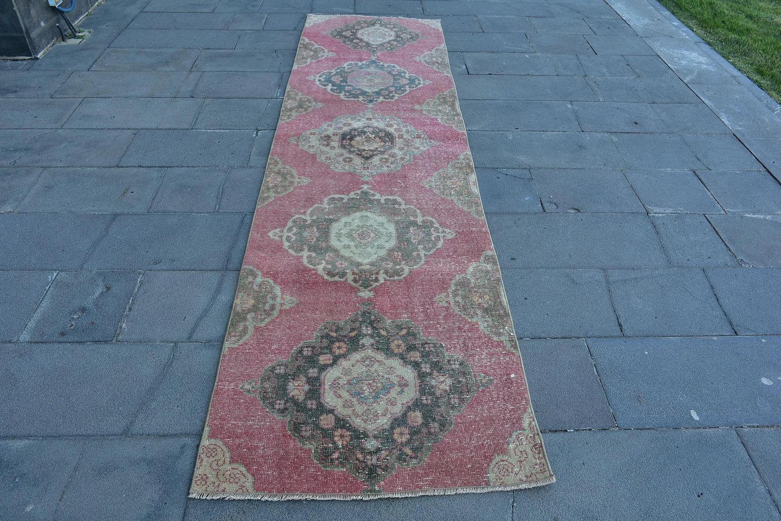 Vintage Turkish Runner Rug 2.7 x 10.2 ft