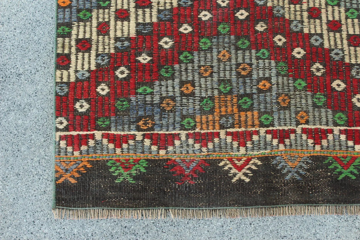 Vintage Turkish Runner Rug 2.6 x 9.4 ft