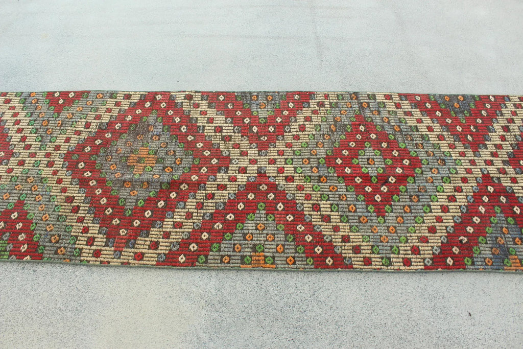 Vintage Turkish Runner Rug 2.6 x 9.4 ft