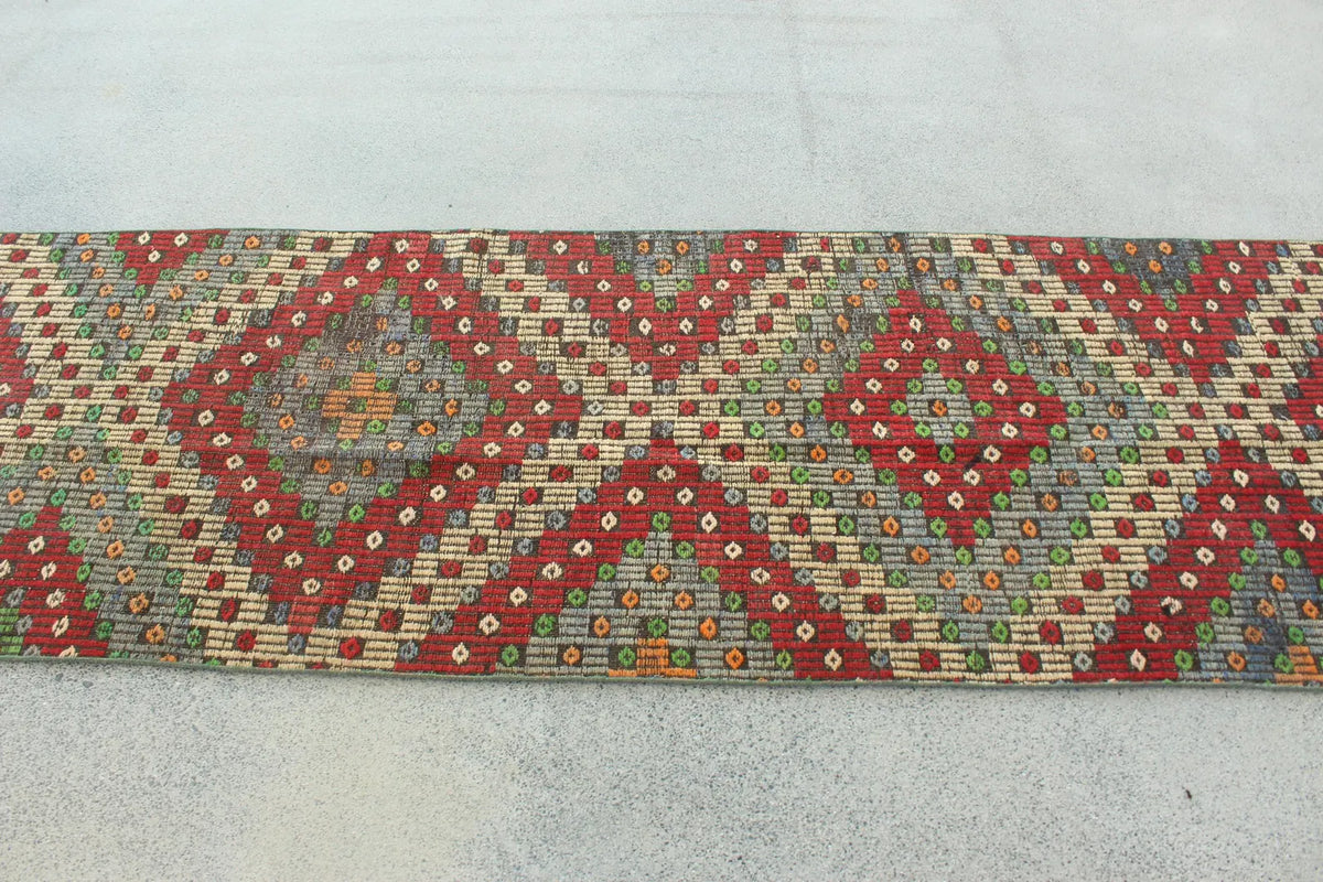 Vintage Turkish Runner Rug 2.6 x 9.4 ft