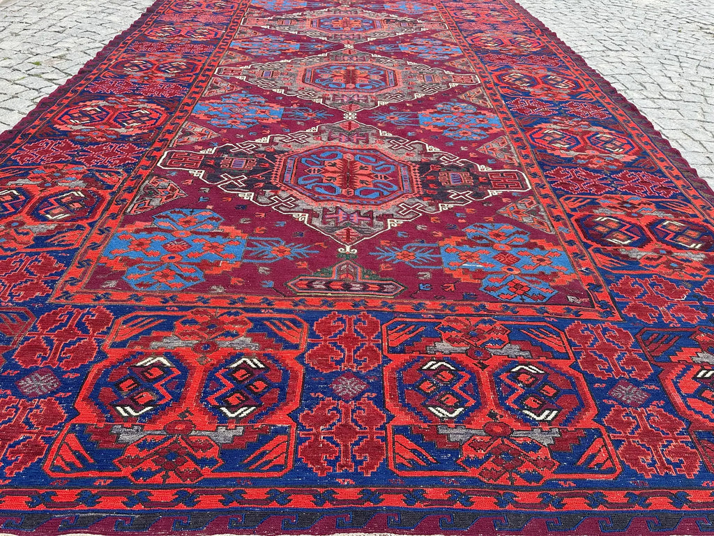 XL Vintage Soumak Accent Area Rug 8.1 x 13.1 ft