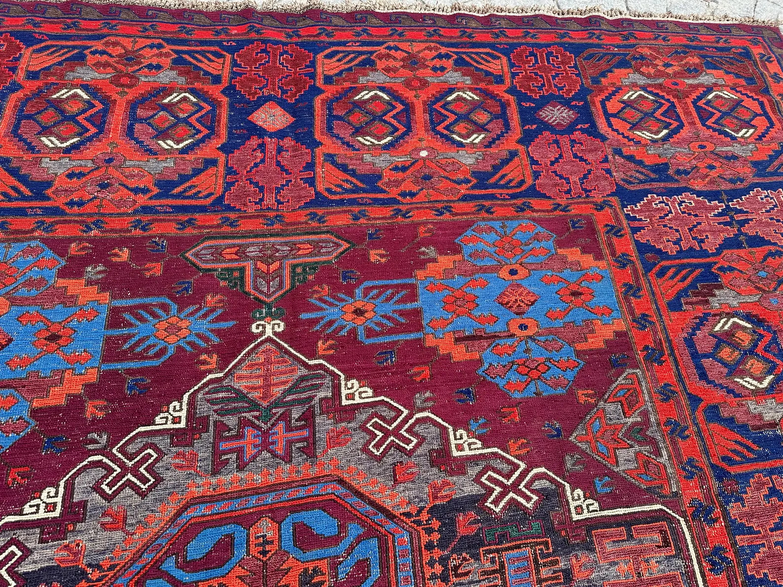 XL Vintage Soumak Accent Area Rug 8.1 x 13.1 ft