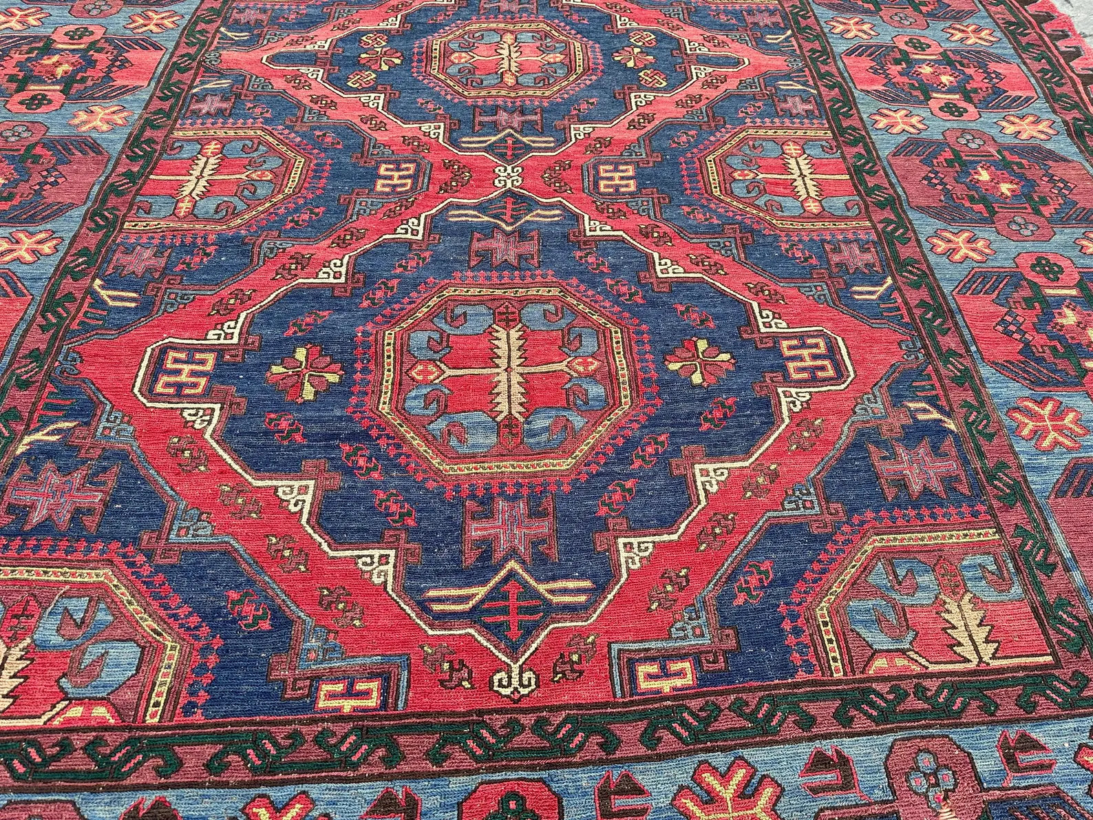 XL Vintage Soumak Accent Area Rug 8 x 11.5 ft