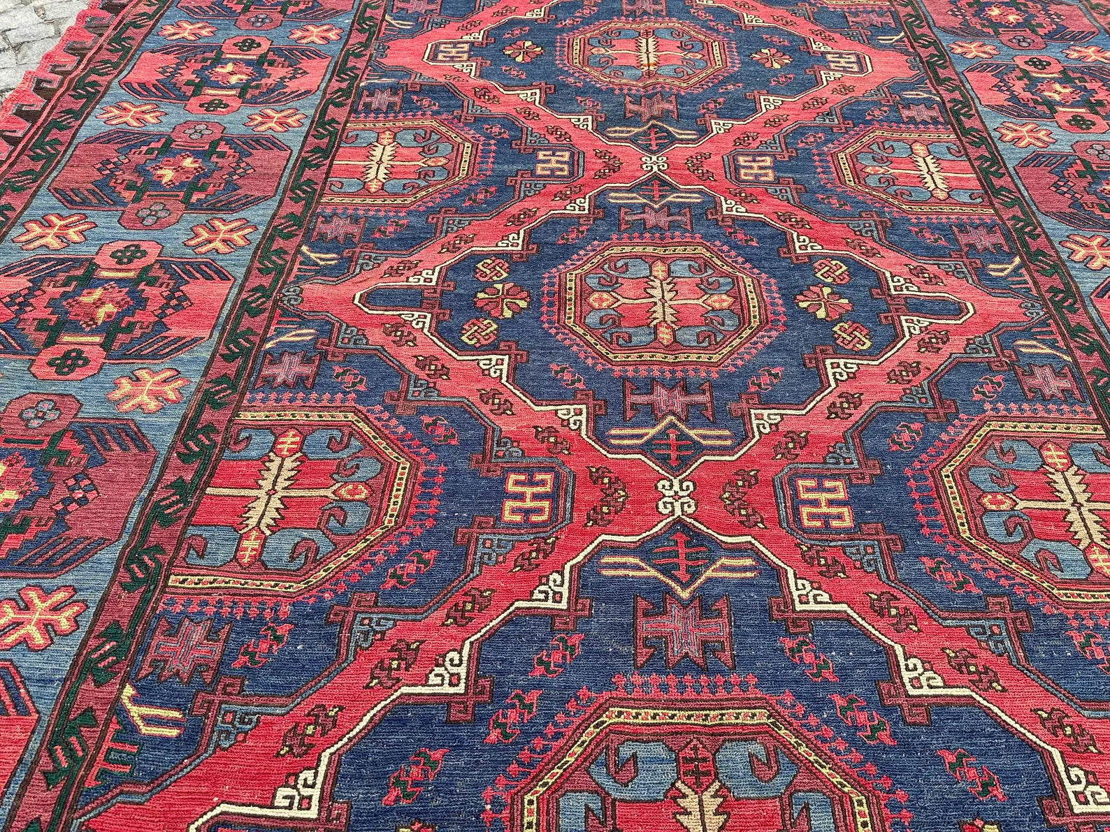 XL Vintage Soumak Accent Area Rug 8 x 11.5 ft