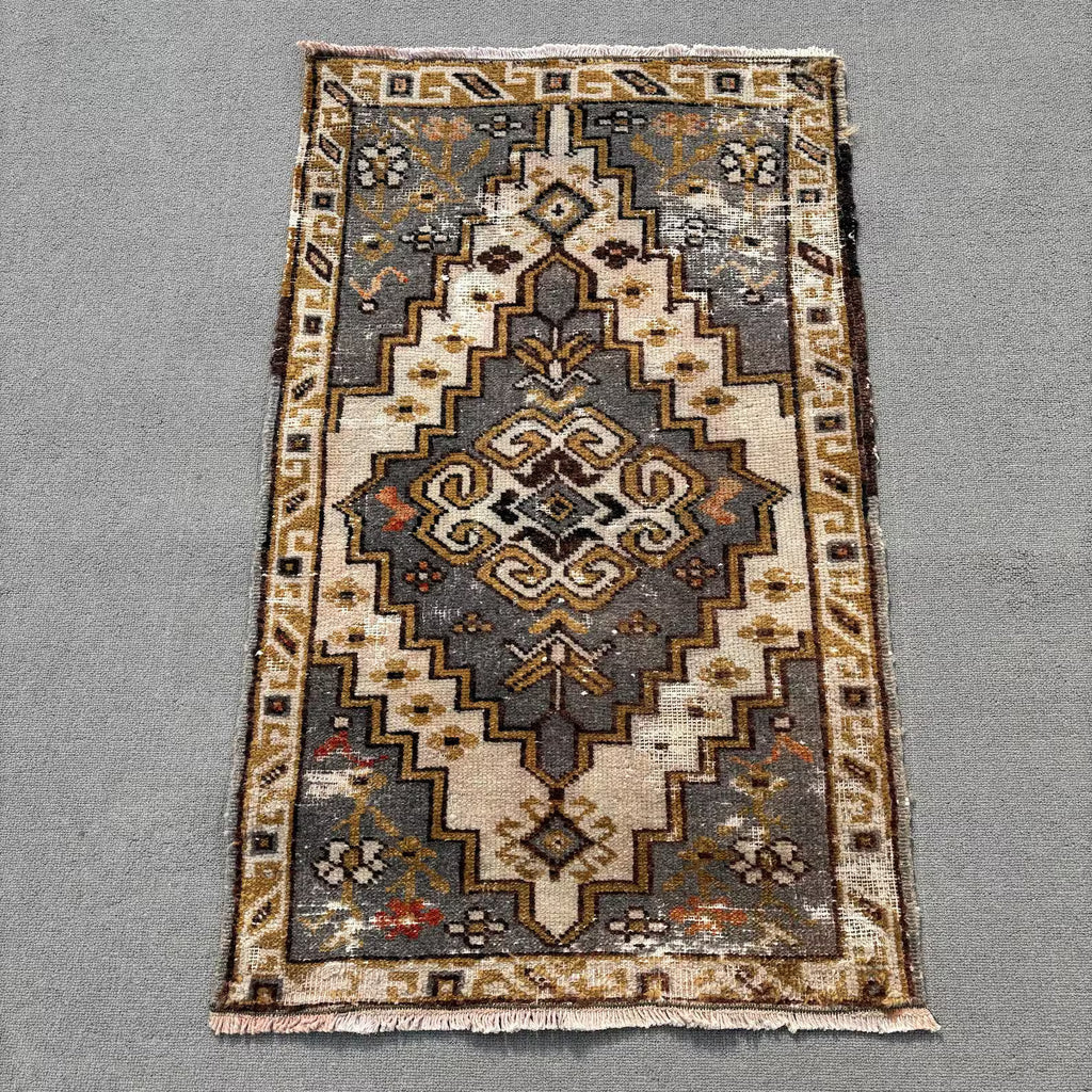 Vintage Turkish Mini Rug 2 x 3.2 ft