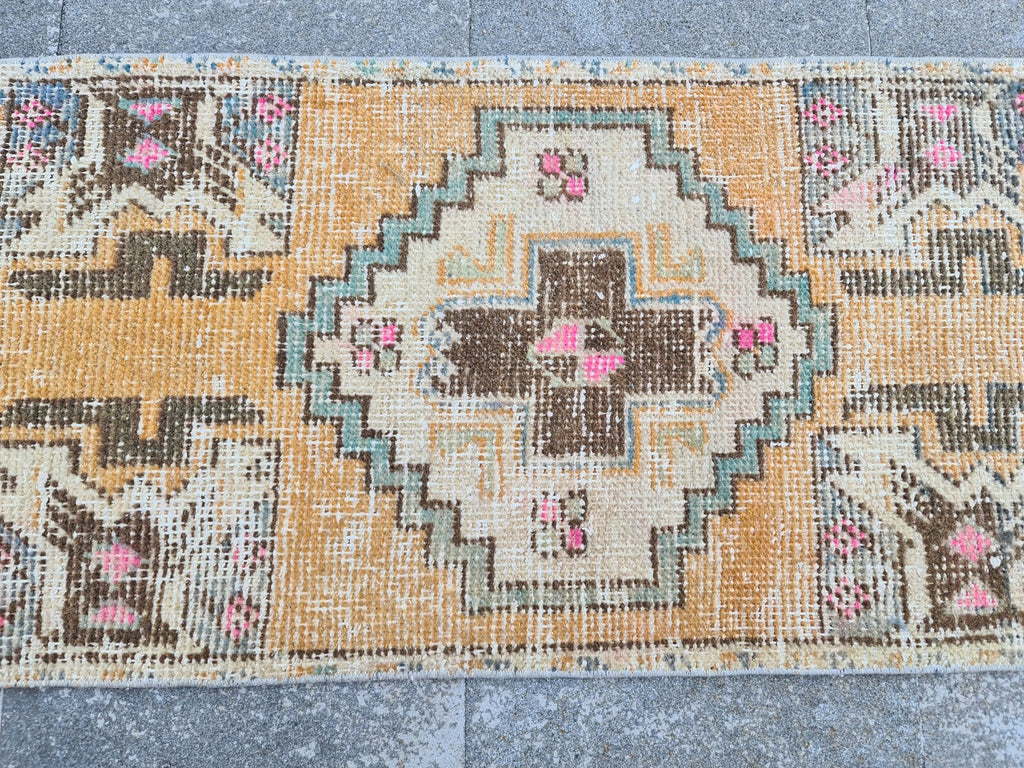 Vintage Turkish Mini Rug 1.4 x 2.5 ft