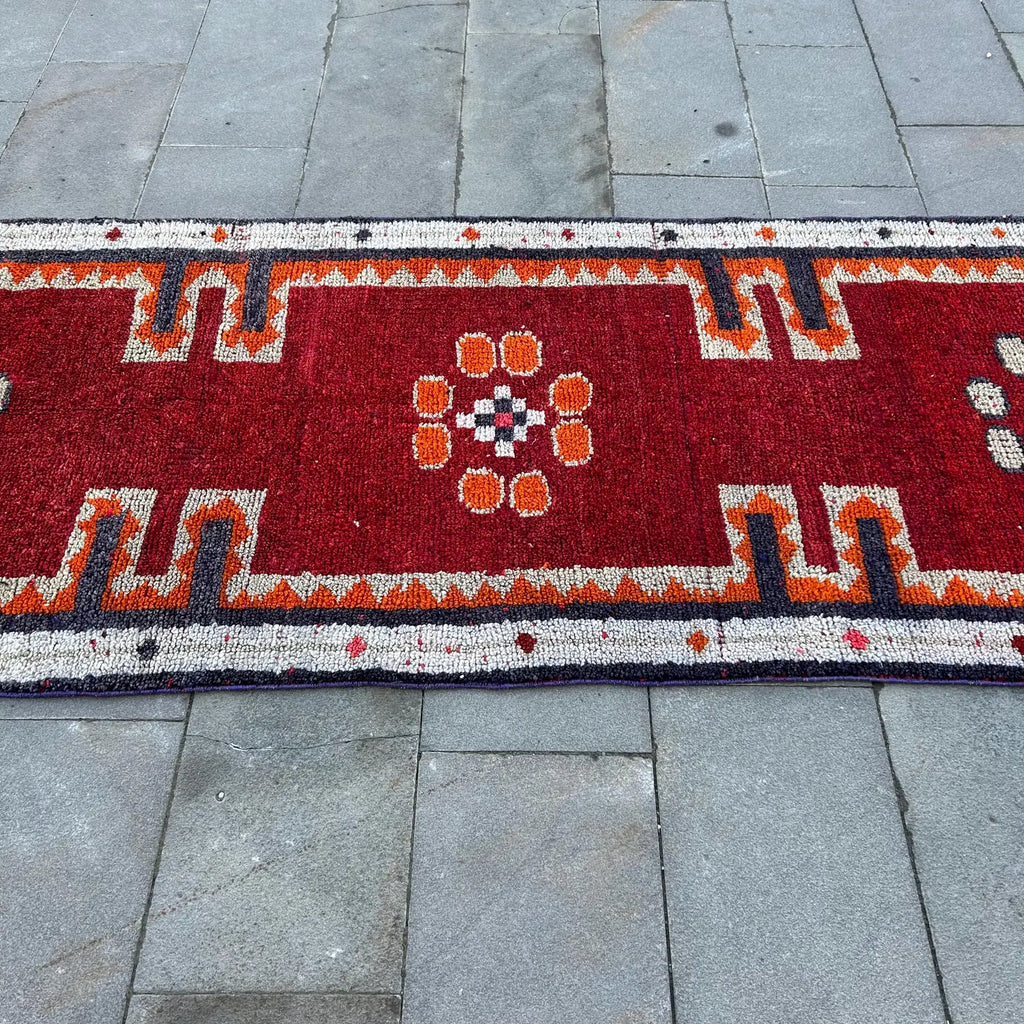 Vintage Turkish Runner Rug 3.2 x 9.6 ft
