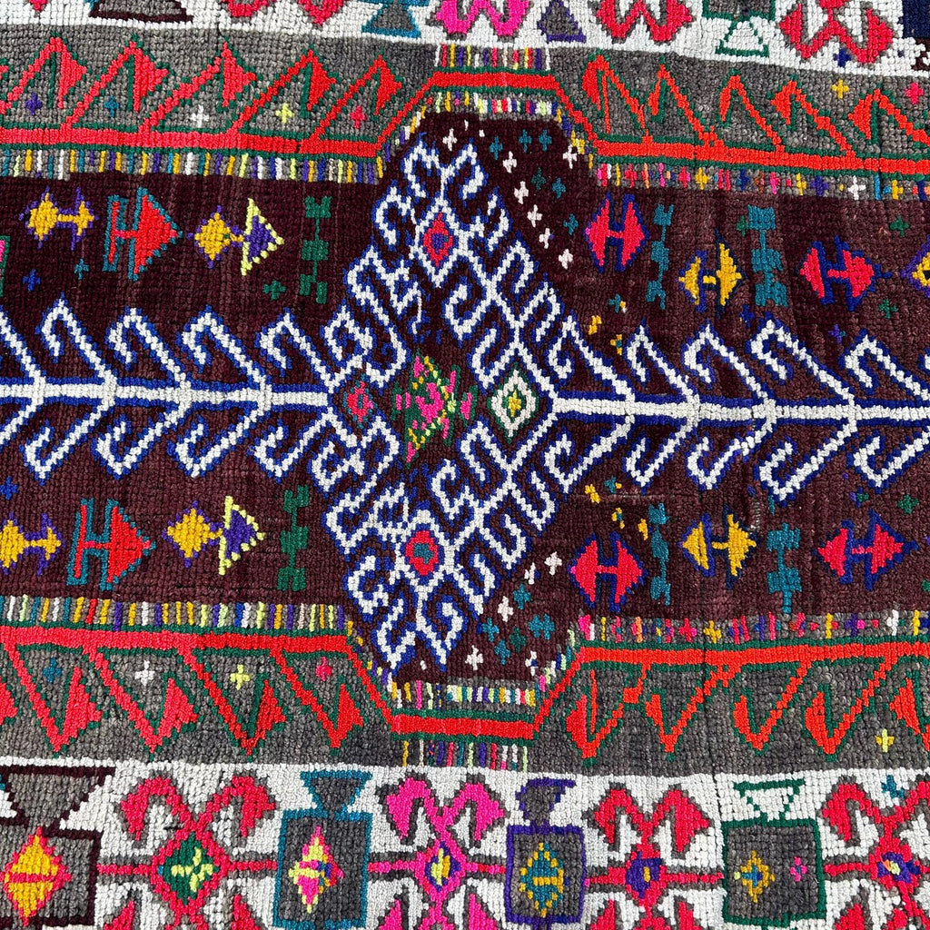 Vintage Turkish Runner Rug 3.5 x 7.4 ft