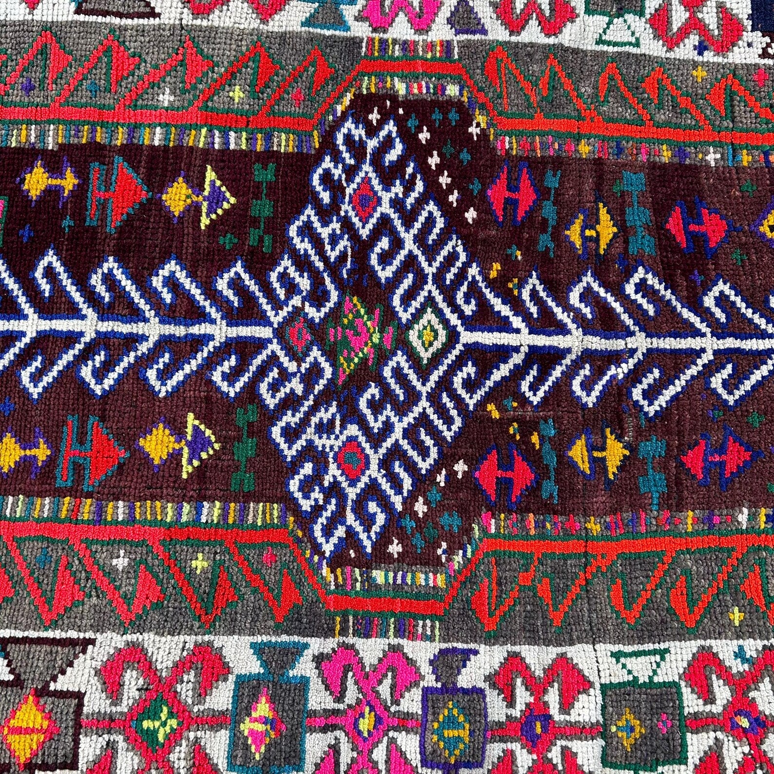 Vintage Turkish Runner Rug 3.5 x 7.4 ft