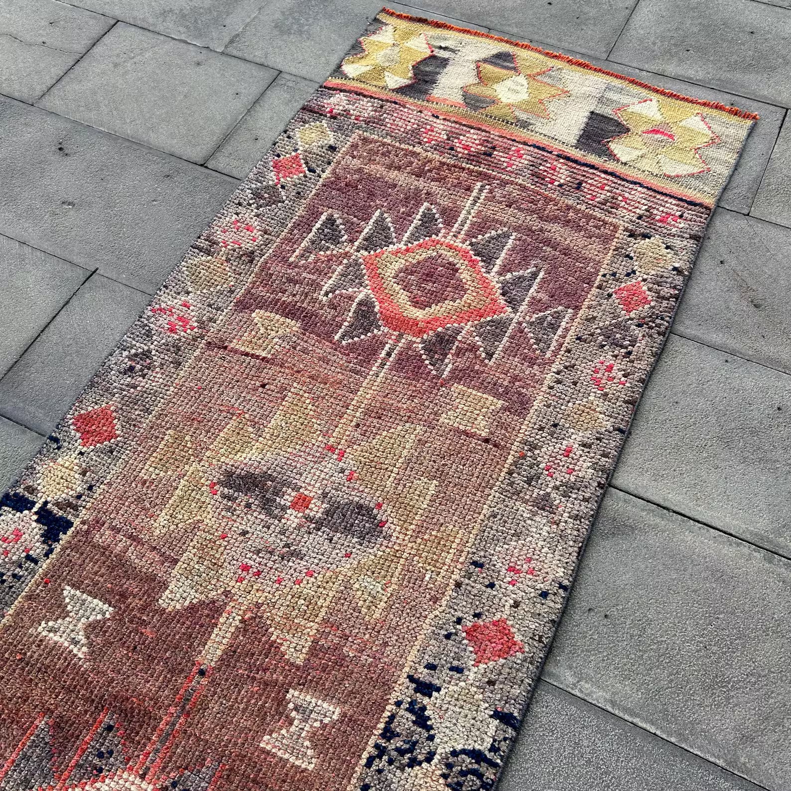Vintage Turkish Runner Rug 2.8 x 10.7 ft