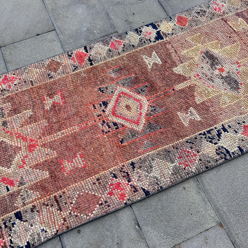 Vintage Turkish Runner Rug 2.8 x 10.7 ft
