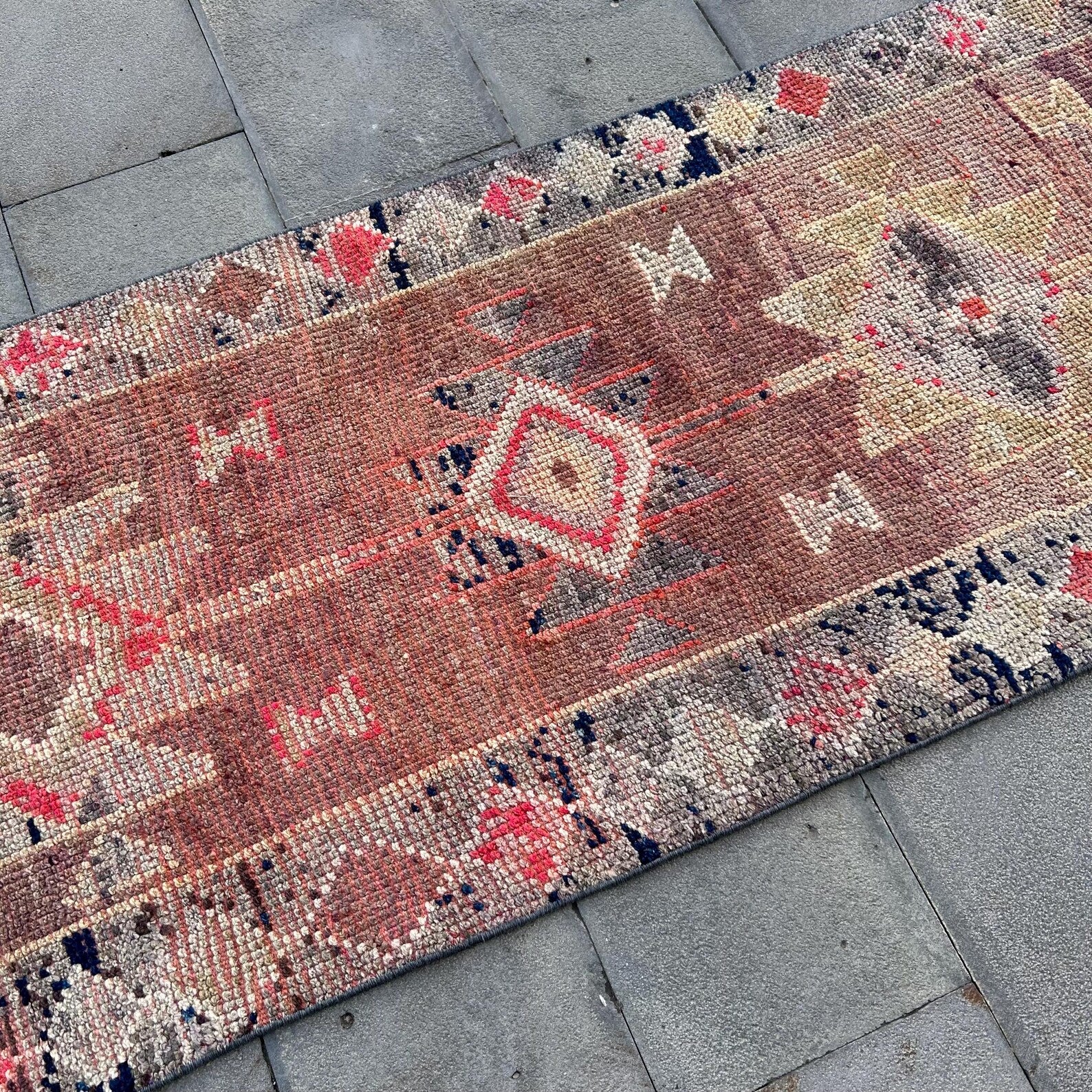 Vintage Turkish Runner Rug 2.8 x 10.7 ft