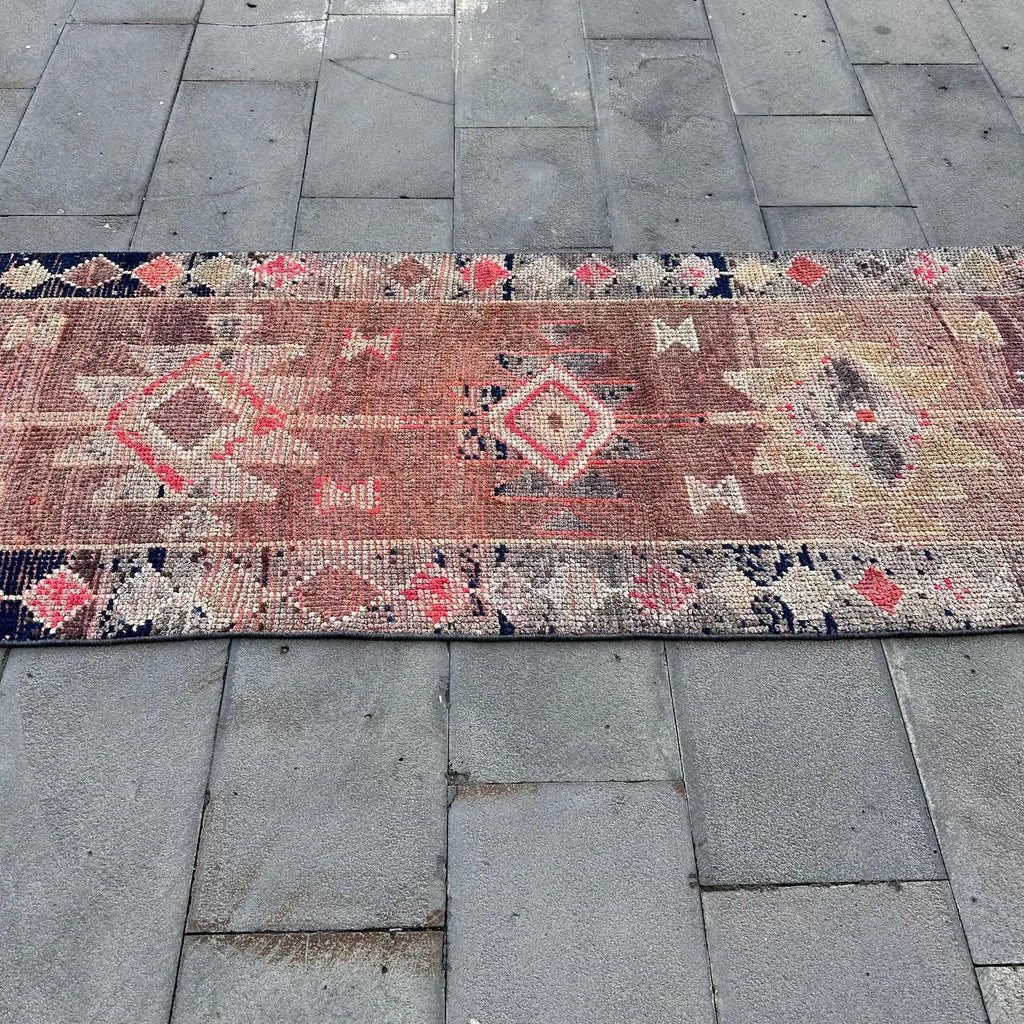 Vintage Turkish Runner Rug 2.8 x 10.7 ft